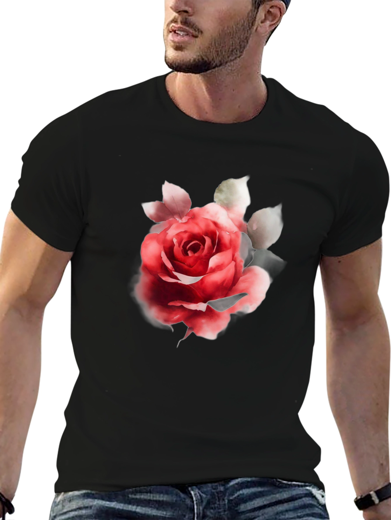 Rose Graphic Black T-Shirt - Stylish Floral Tee
