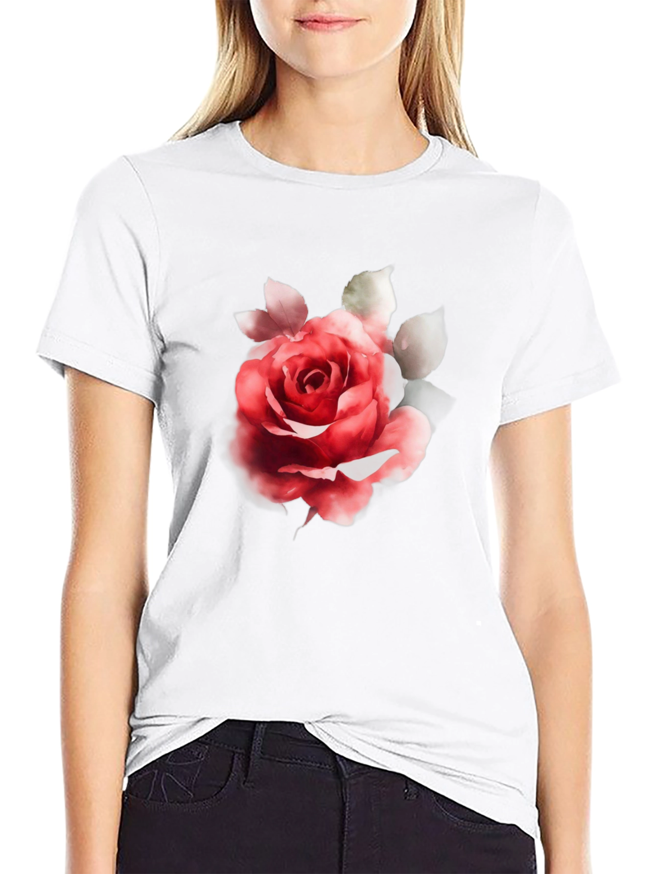 Rose Graphic Black T-Shirt - Stylish Floral Tee
