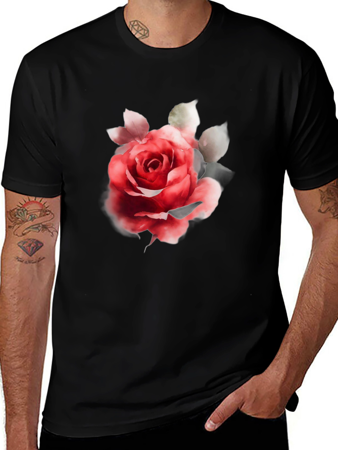 Rose Graphic Black T-Shirt - Stylish Floral Tee