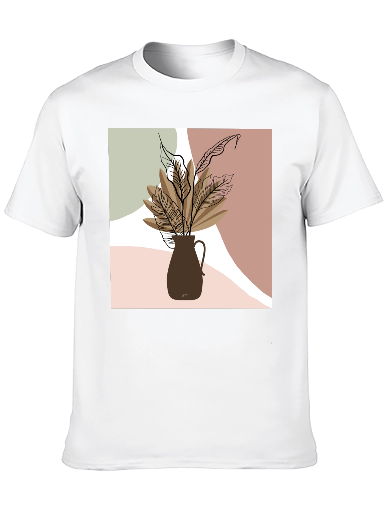 Abstract Floral Print Black T-Shirt
