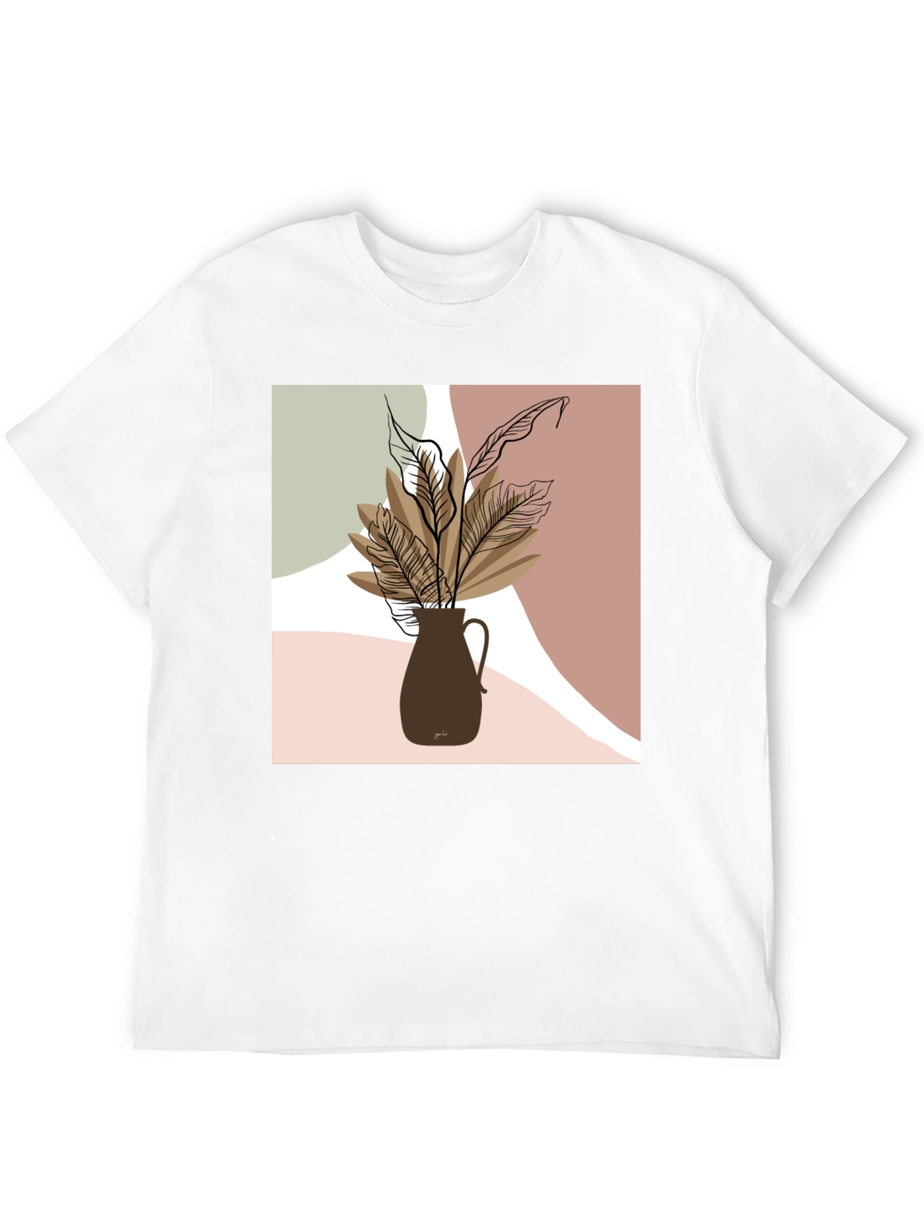 Abstract Floral Print Black T-Shirt