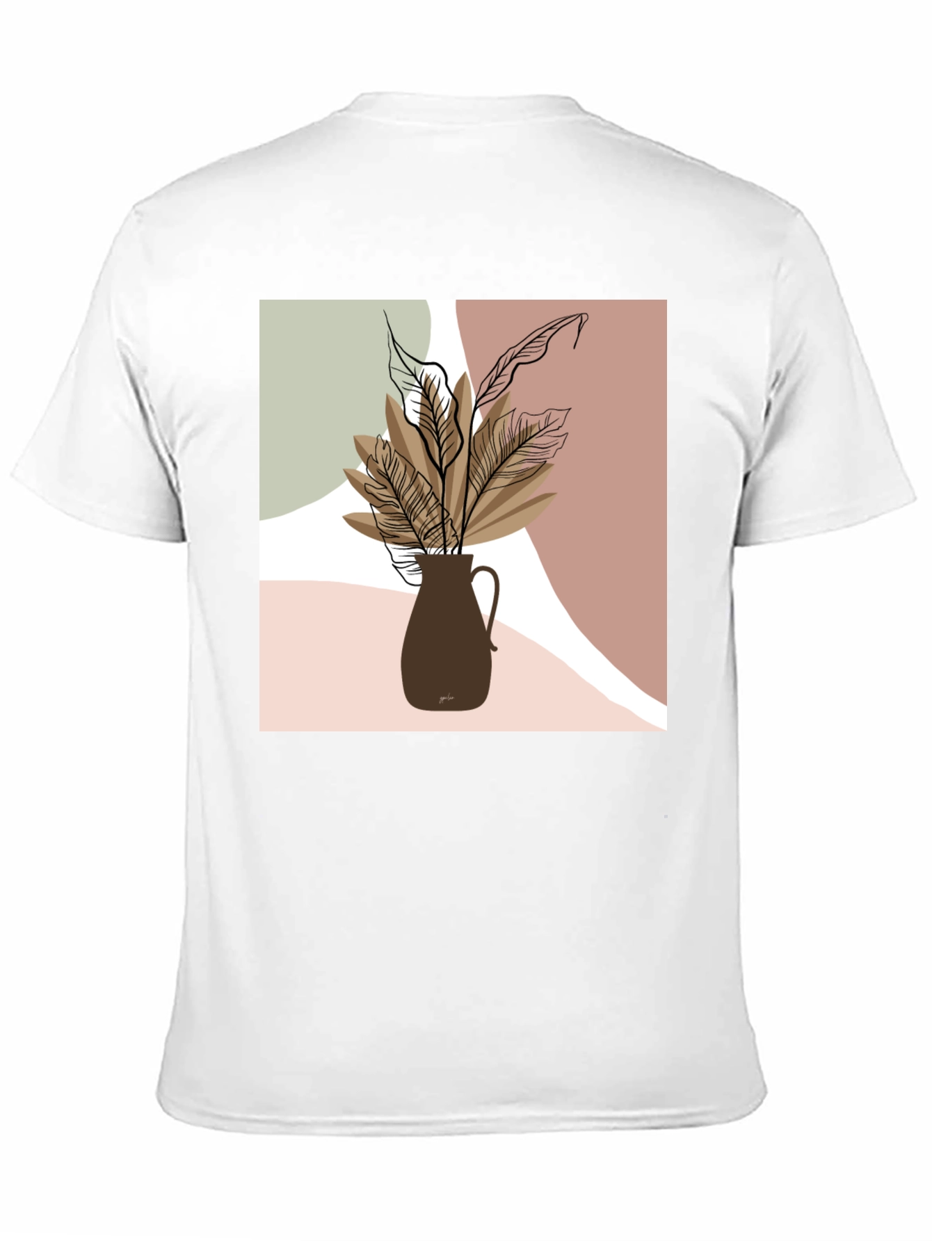 Abstract Floral Print Black T-Shirt