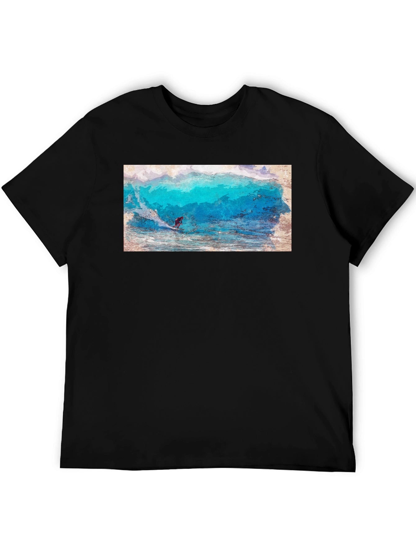 Surfer Wave Graphic Black T-Shirt