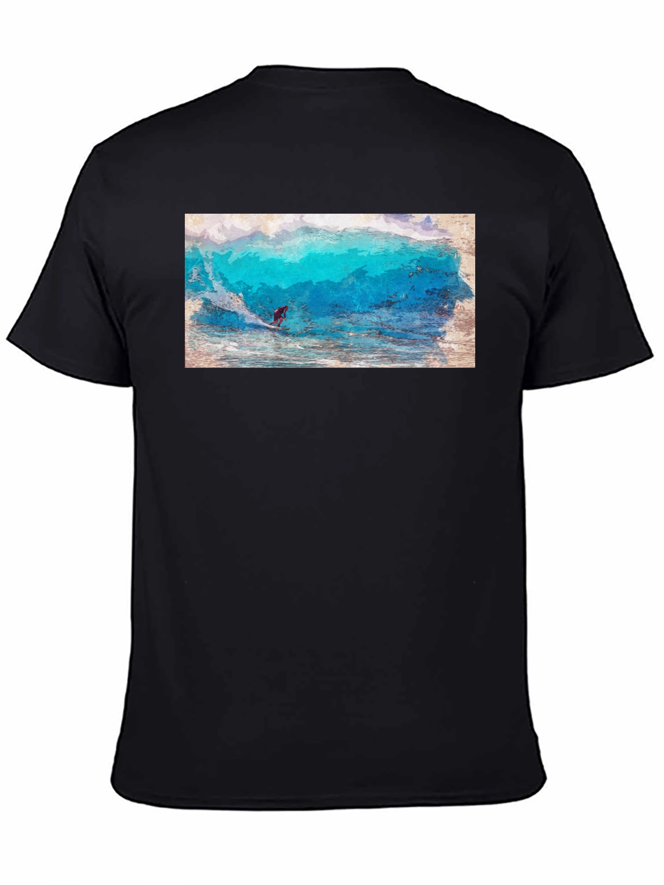 Surfer Wave Graphic Black T-Shirt