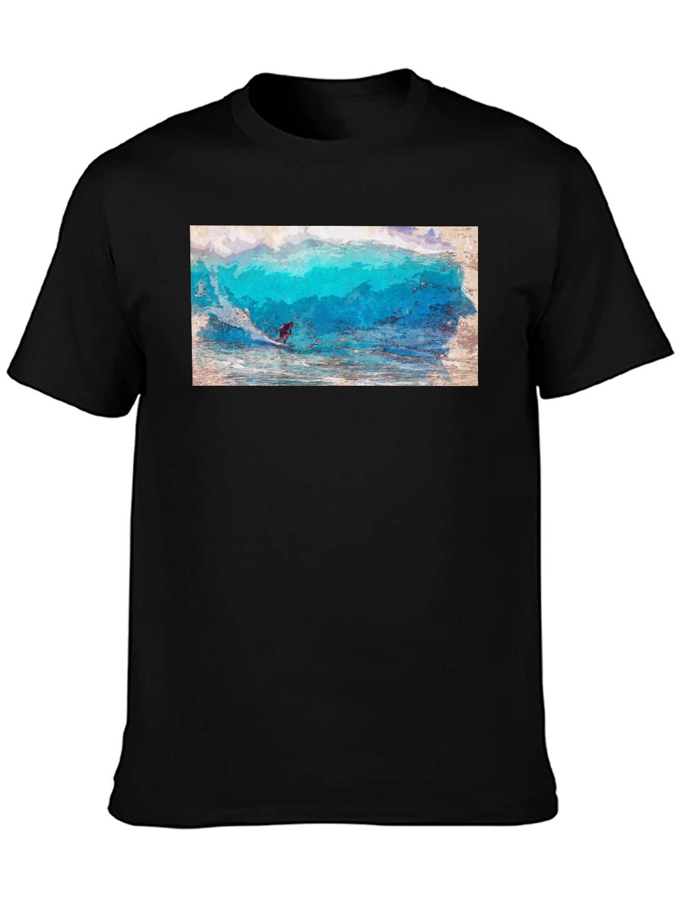 Surfer Wave Graphic Black T-Shirt
