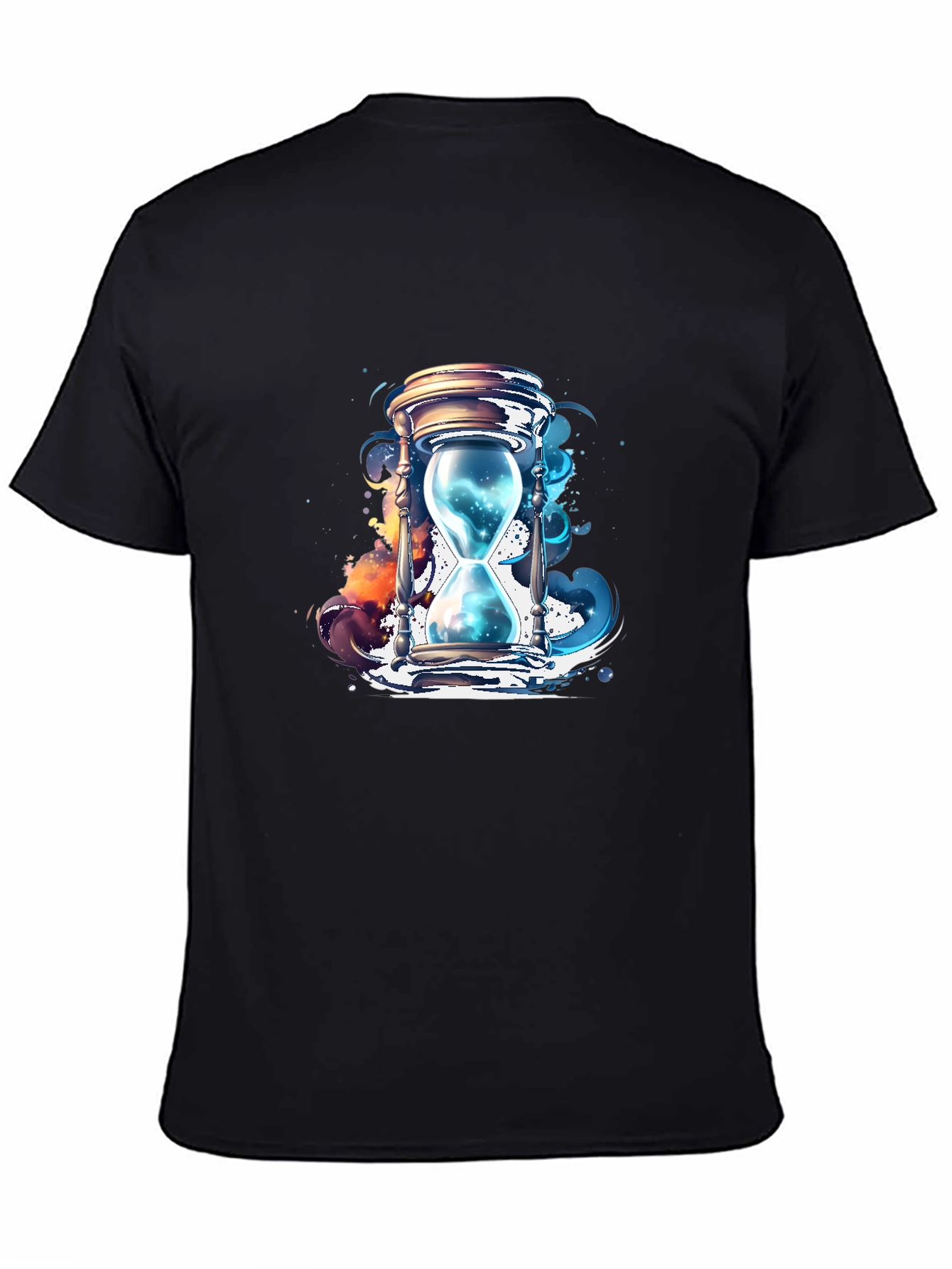 Mens Black T-Shirt with Hourglass Graphic Design