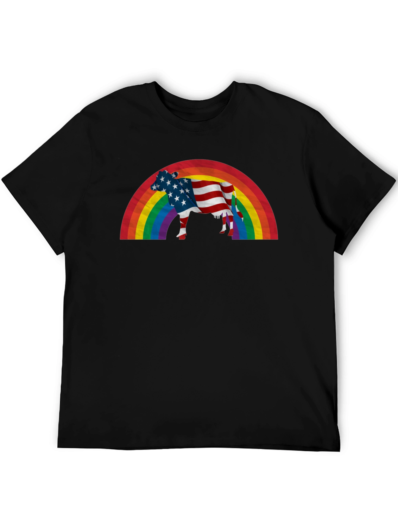 Patriotic Cow Rainbow T-Shirt