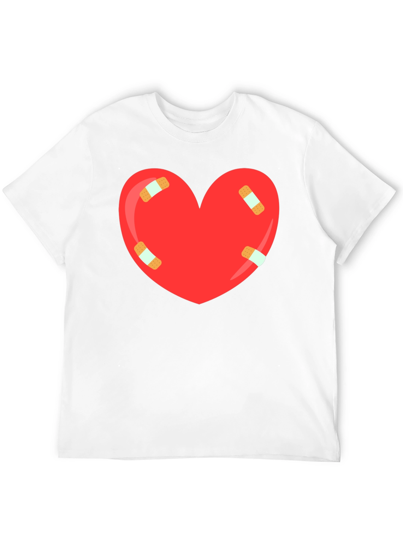 Heart with Bandages Graphic Tee - Black Cotton T-Shirt