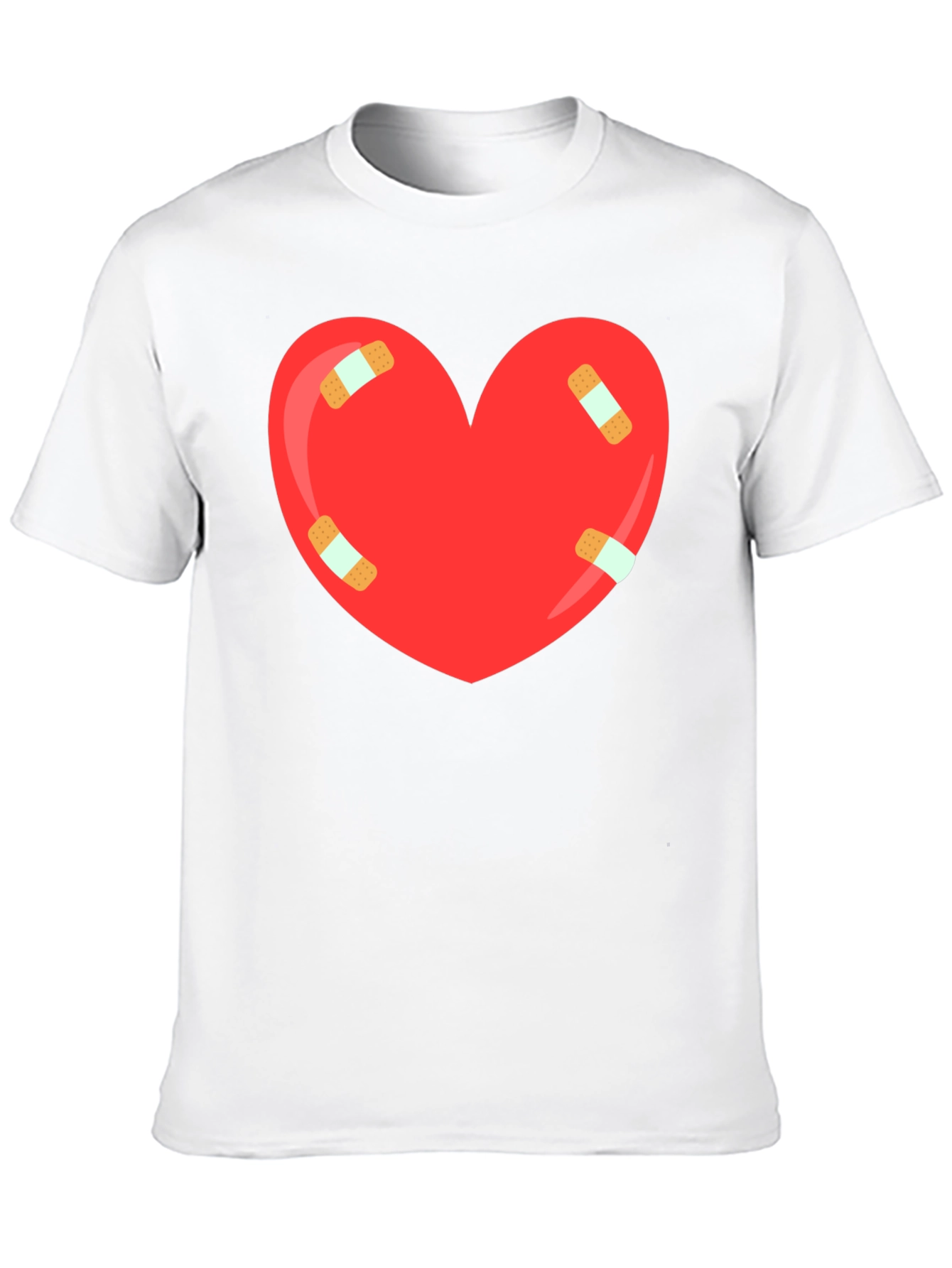 Heart with Bandages Graphic Tee - Black Cotton T-Shirt