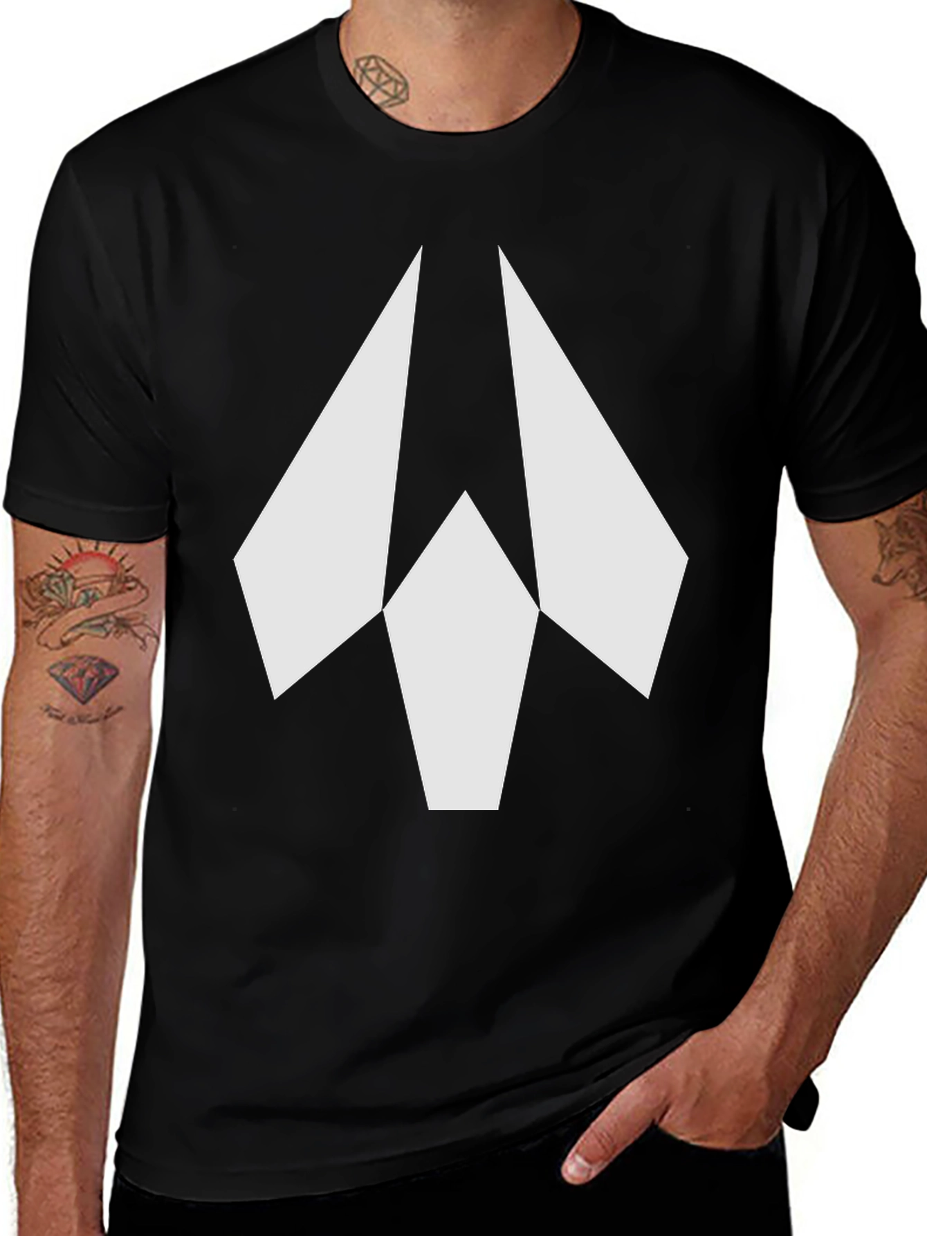 Geometric Arrow Graphic Black T-Shirt