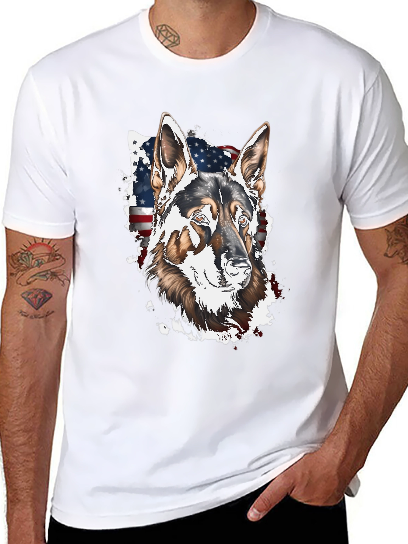 Patriotic German Shepherd Graphic Tee