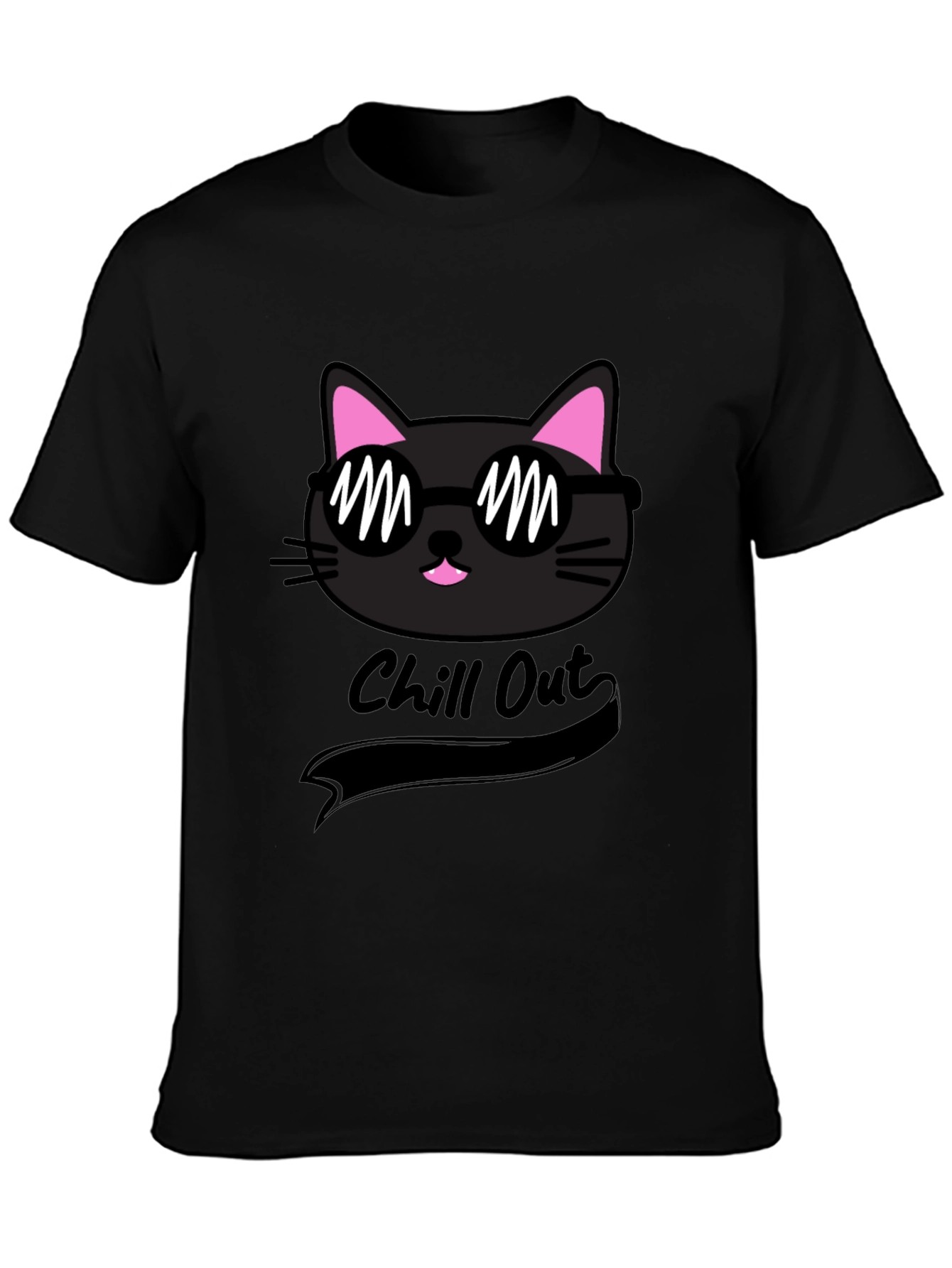 Chill Cat Black T-Shirt - Cool & Comfy