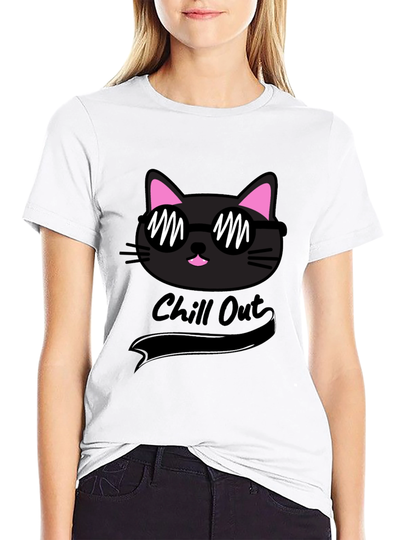 Chill Cat Black T-Shirt - Cool & Comfy