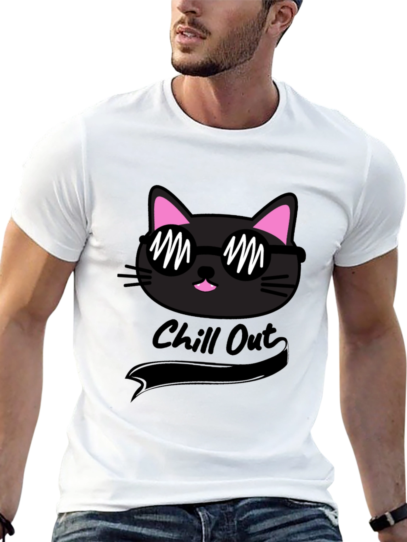 Chill Cat Black T-Shirt - Cool & Comfy