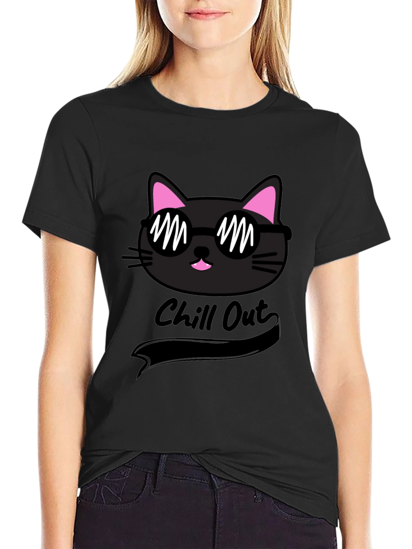 Chill Cat Black T-Shirt - Cool & Comfy