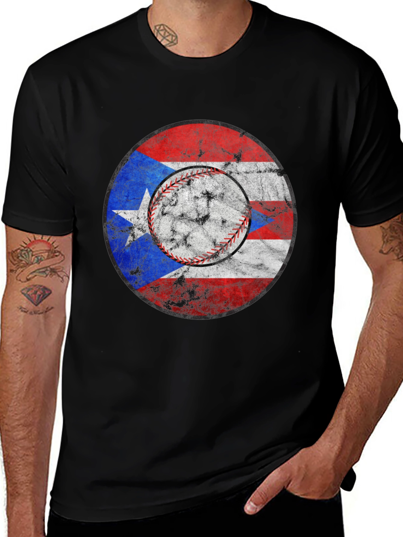 Puerto Rico Baseball Flag T-Shirt