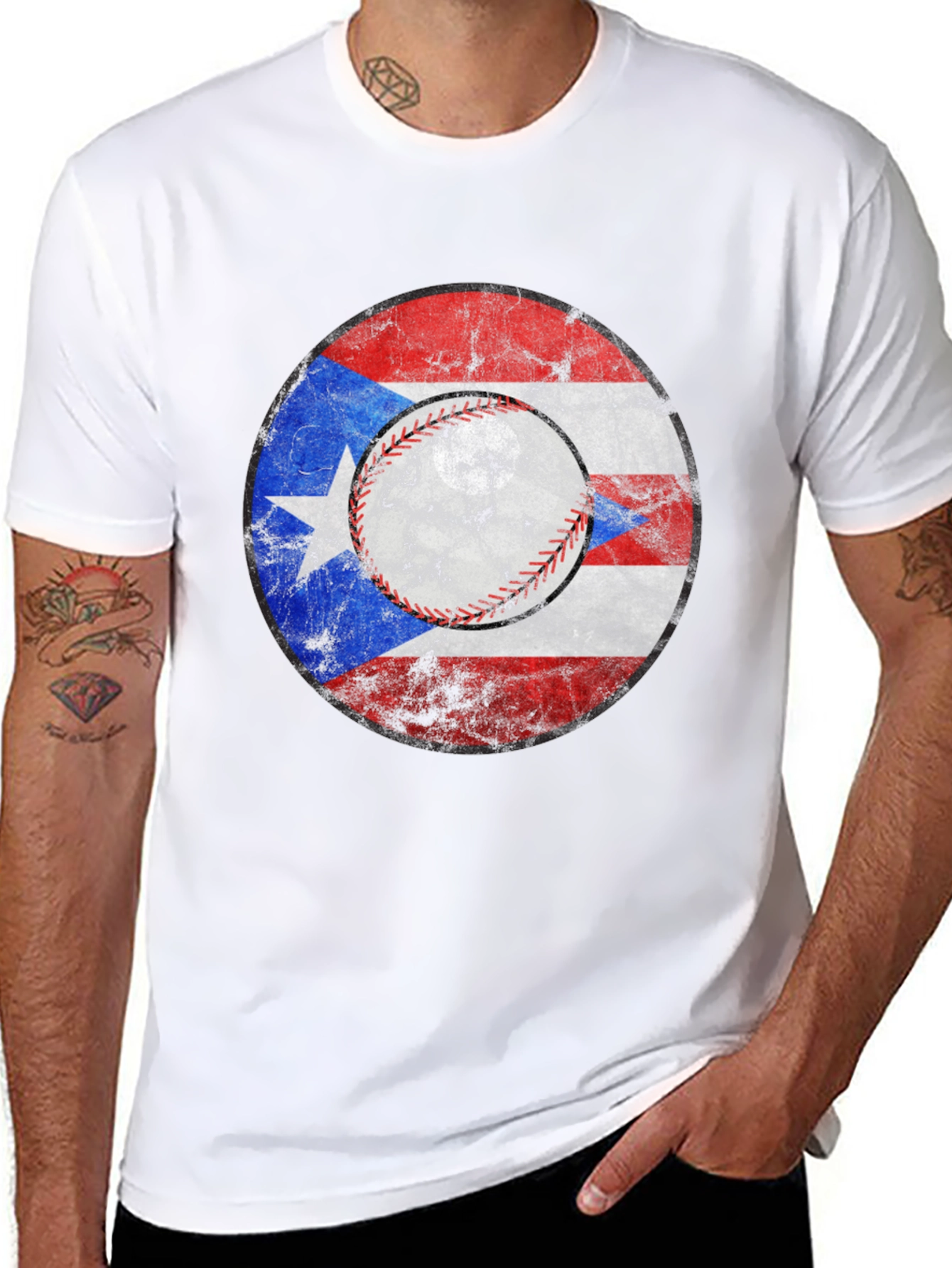 Puerto Rico Baseball Flag T-Shirt