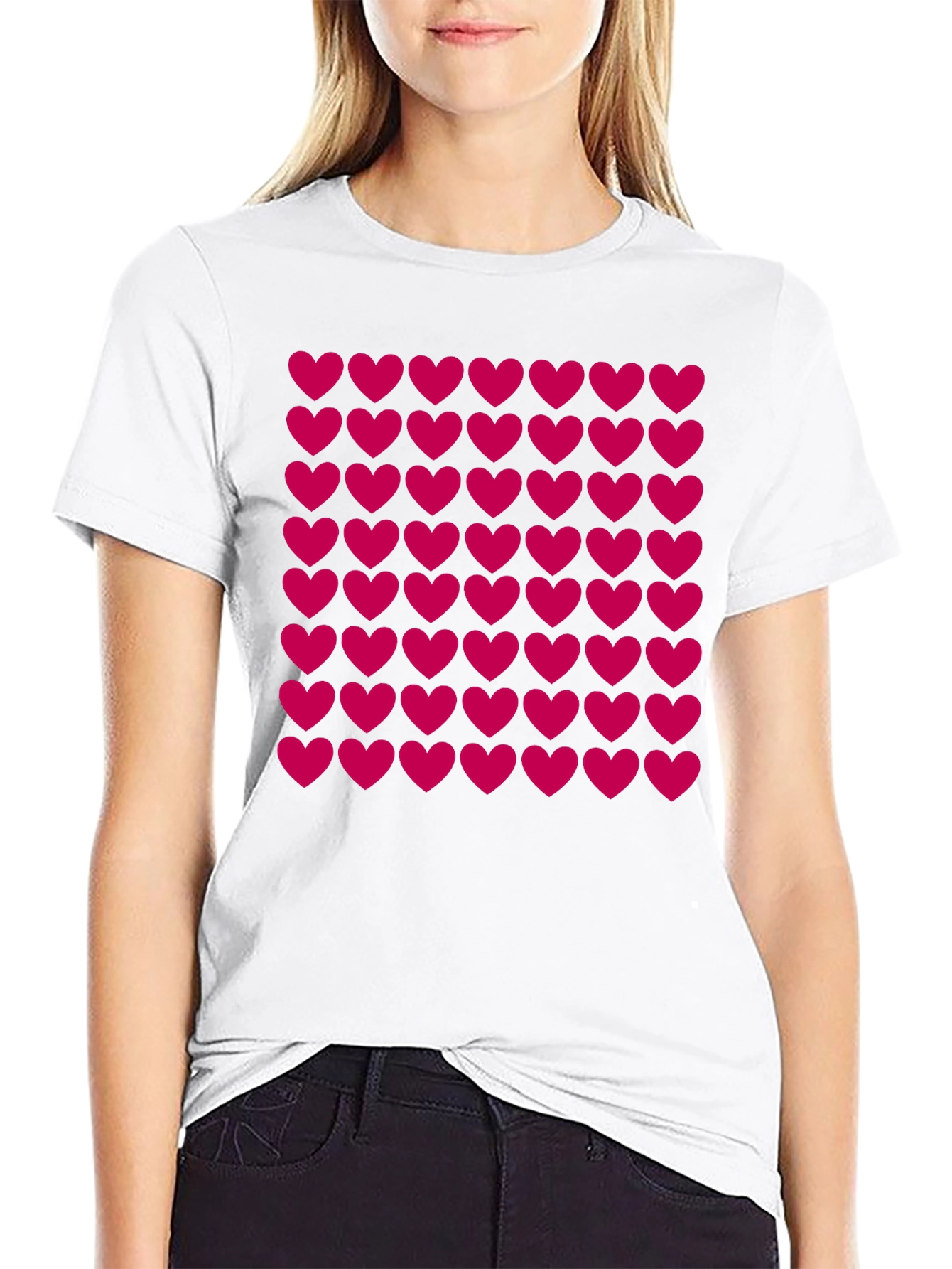 Heart Pattern Black T-Shirt