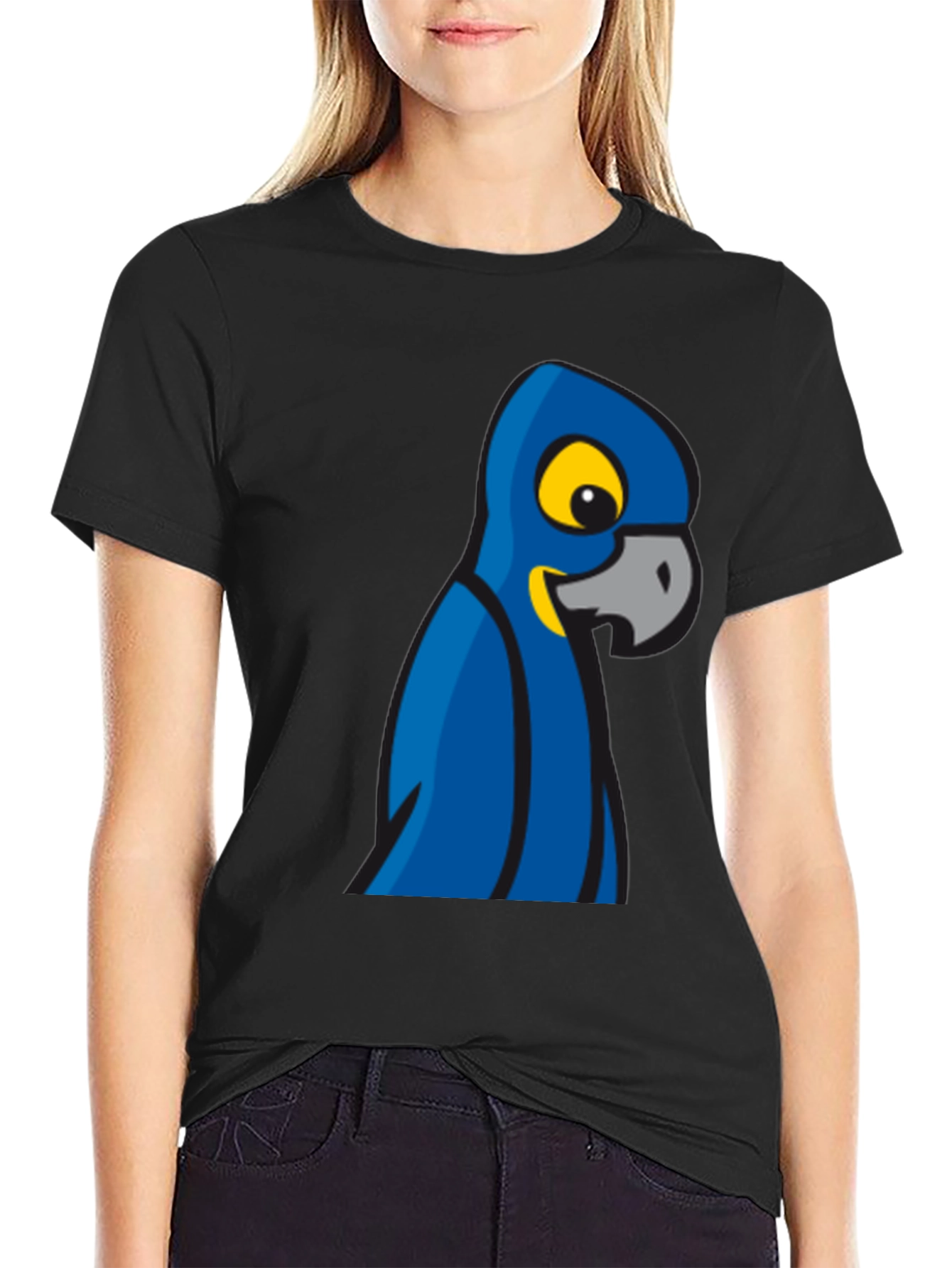 Mens Black T-Shirt with Parrot Graphic