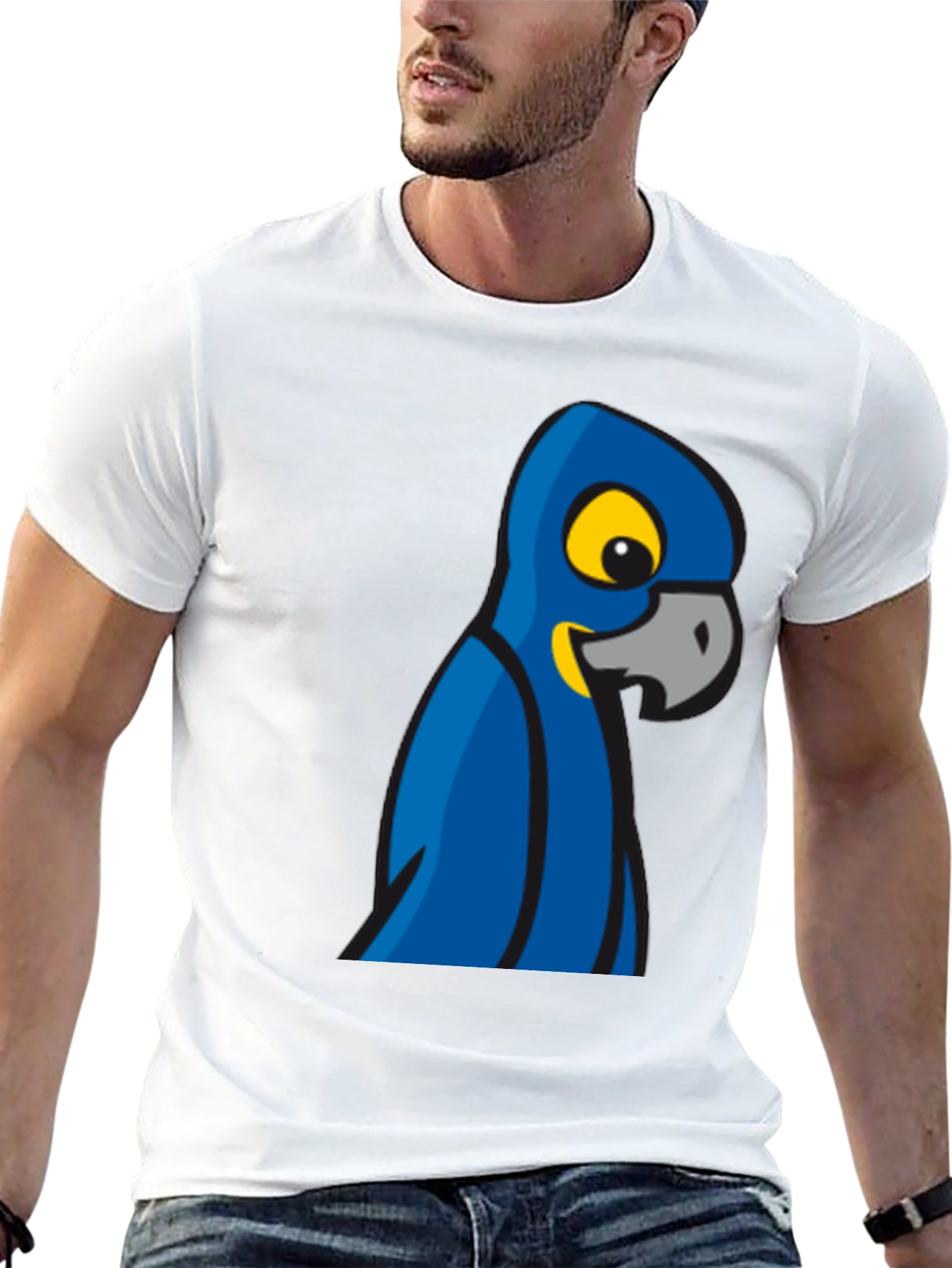 Mens Black T-Shirt with Parrot Graphic