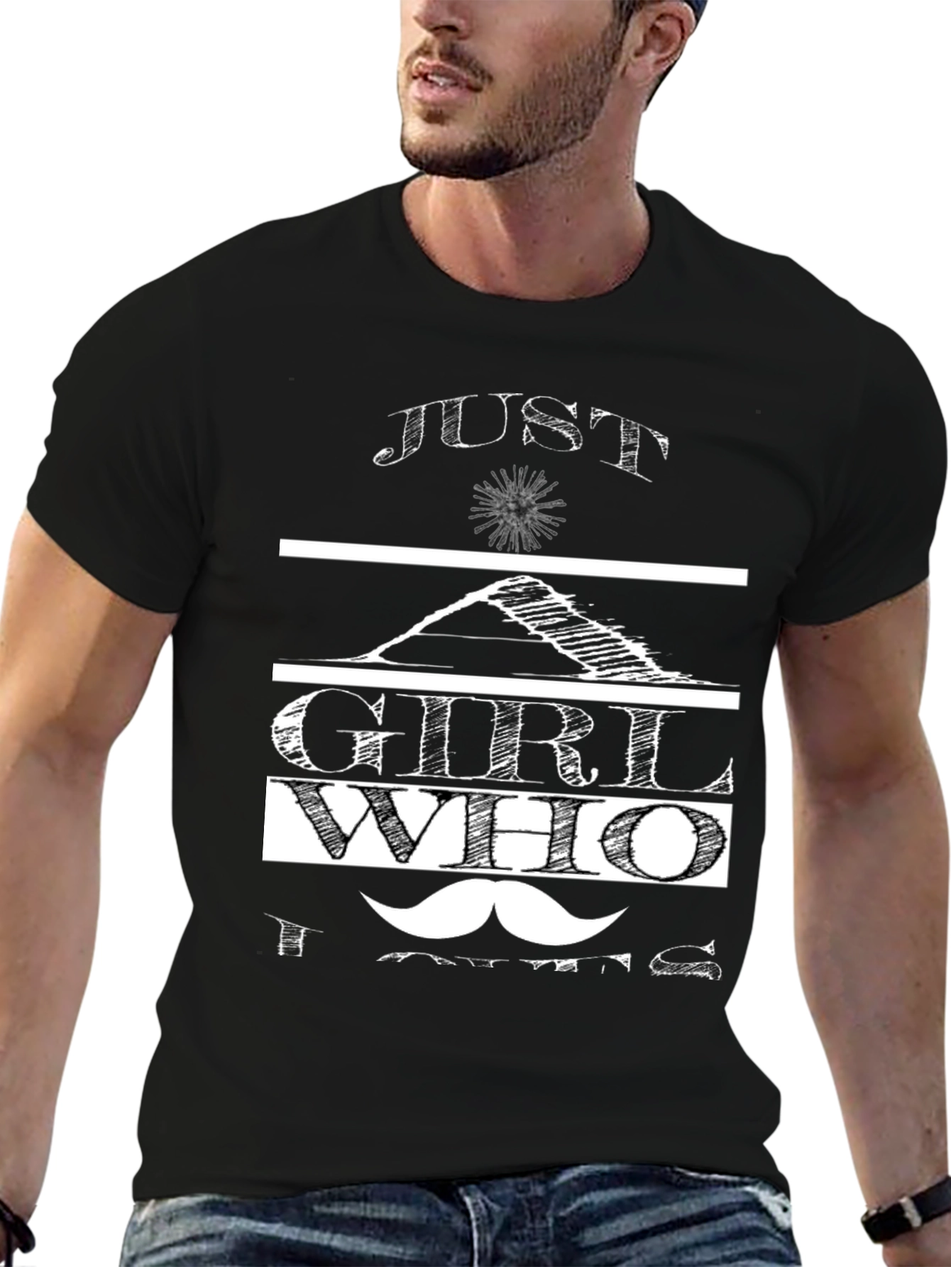 Just A Girl Who Loves Mustaches Graphic Tee