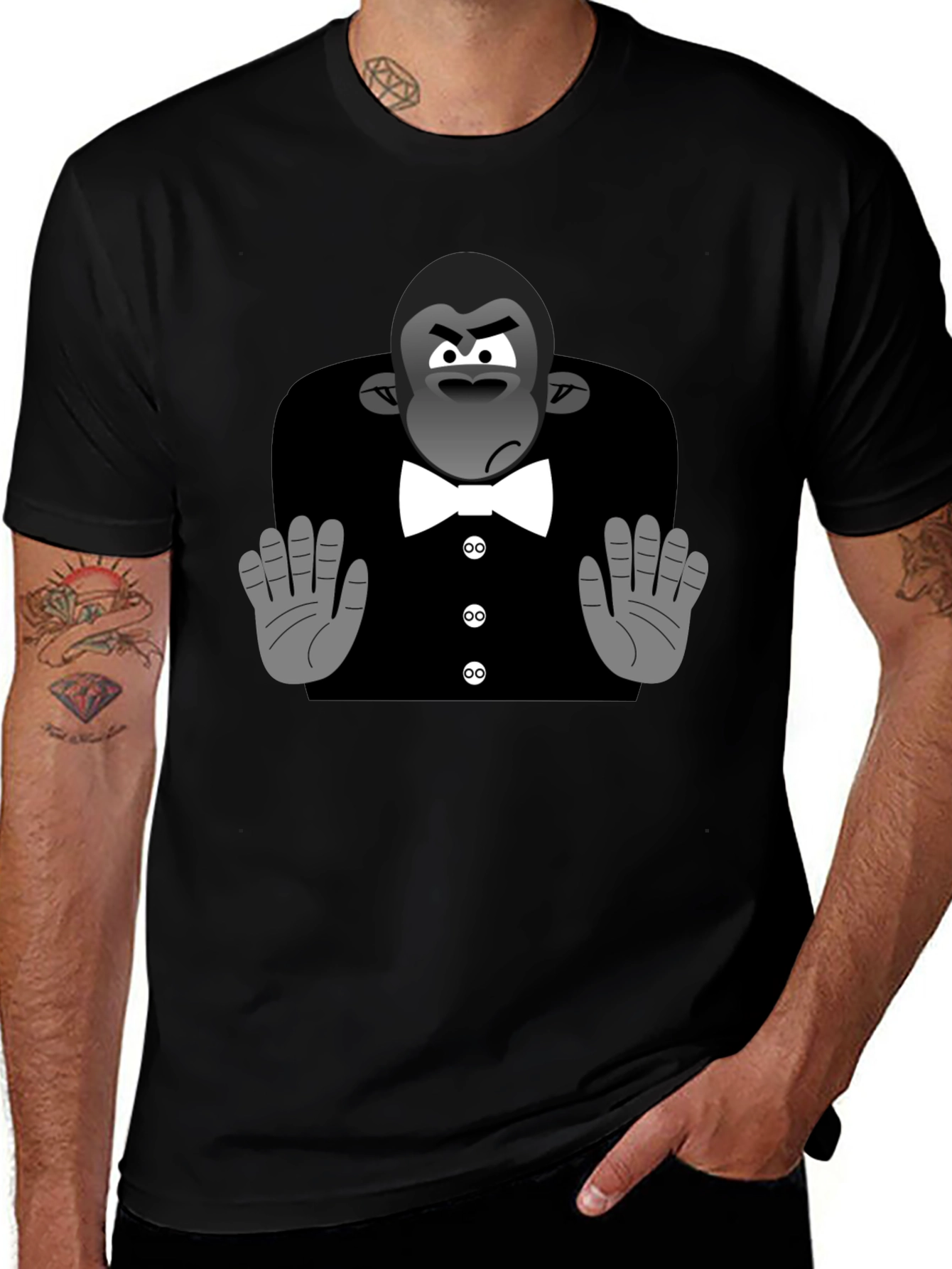 Cartoon Gorilla Tuxedo T-Shirt