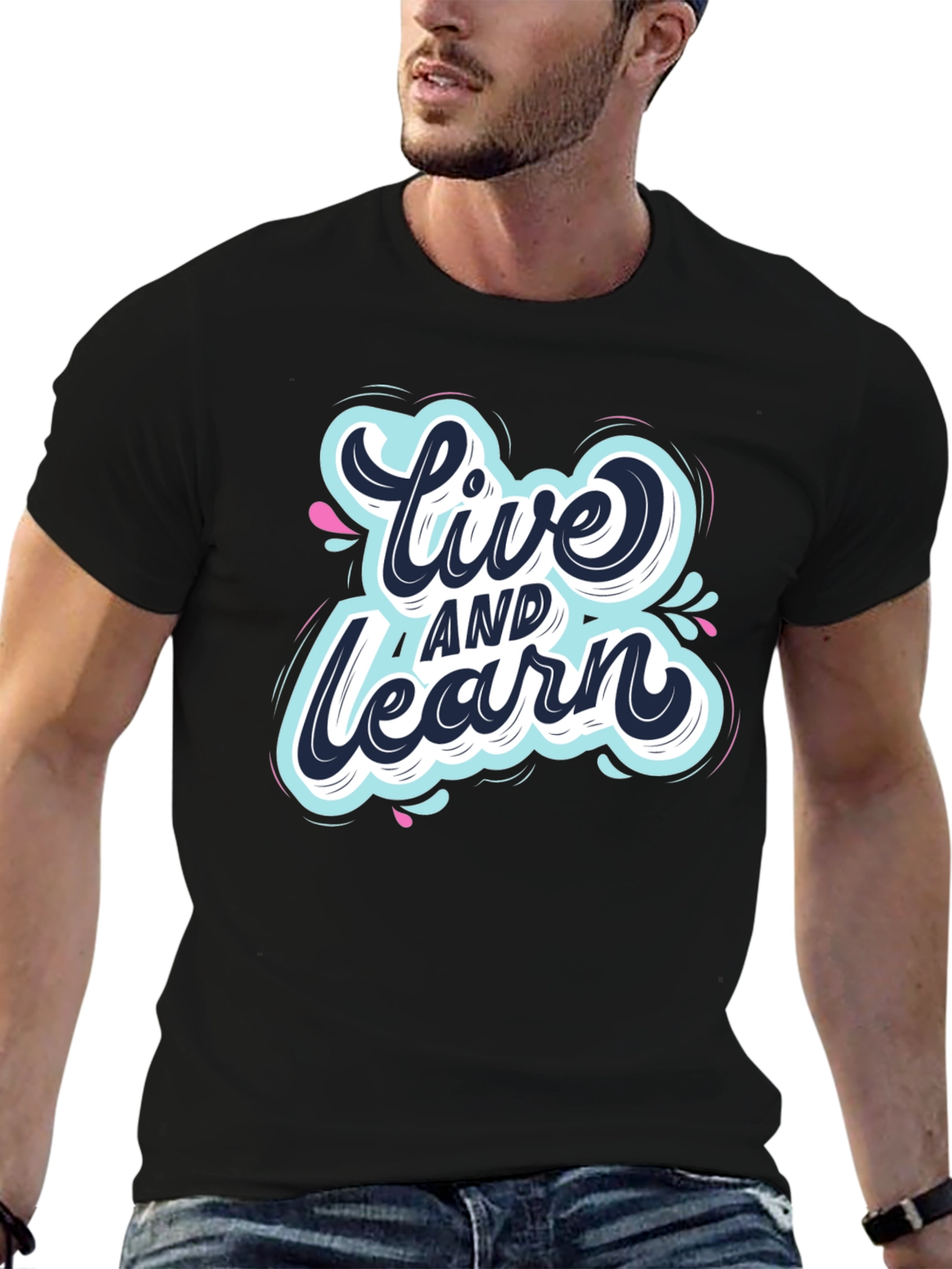 Live and Learn Graphic Tee - Black Cotton T-Shirt
