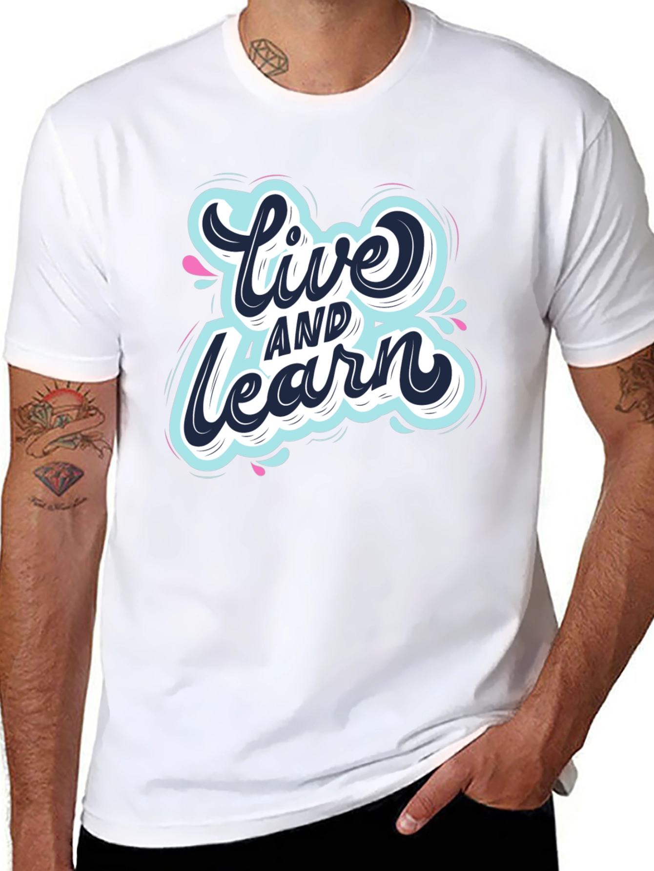 Live and Learn Graphic Tee - Black Cotton T-Shirt
