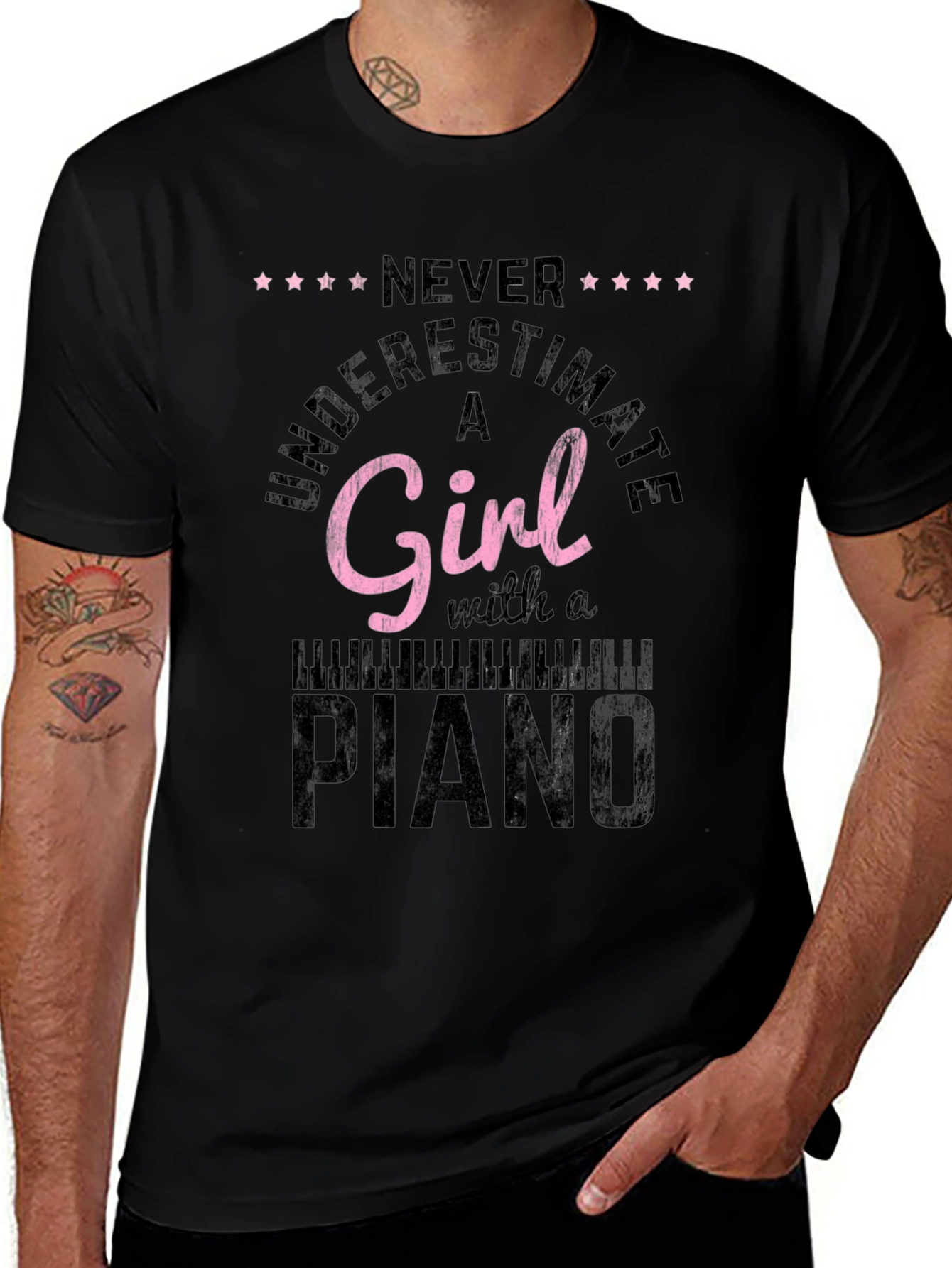 Never Underestimate A Girl Piano T-Shirt