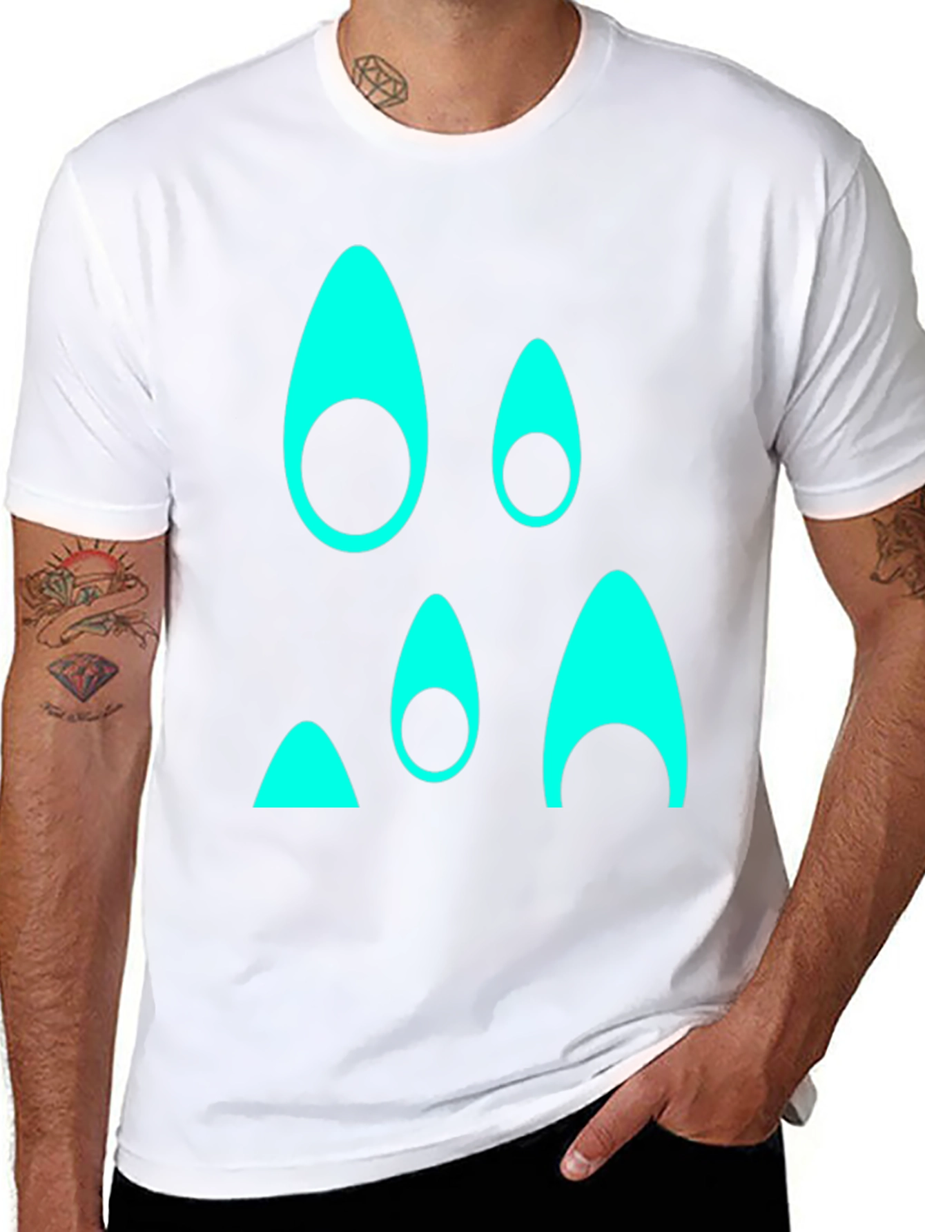 Funky Teal Graphic Black T-Shirt