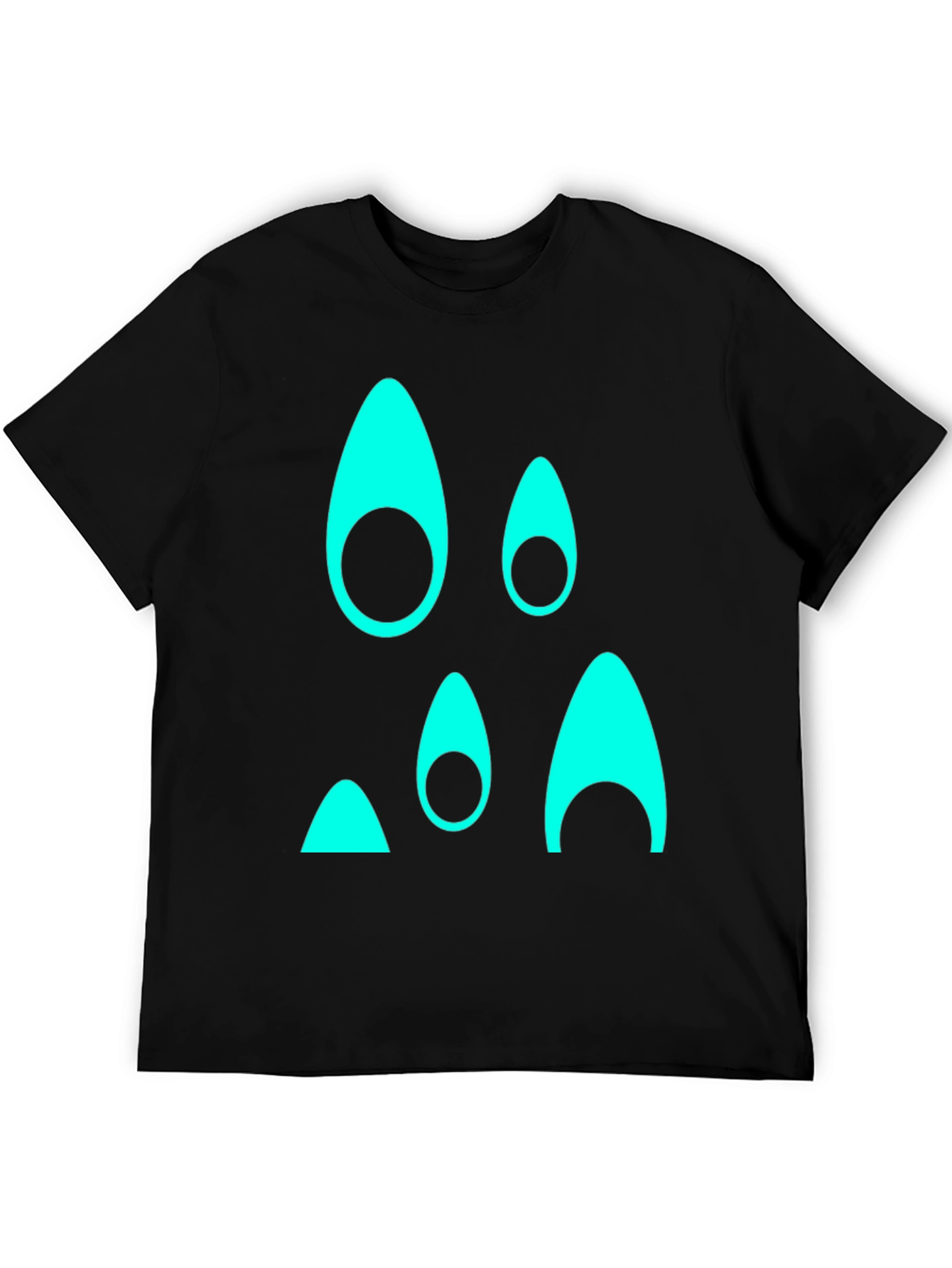 Funky Teal Graphic Black T-Shirt