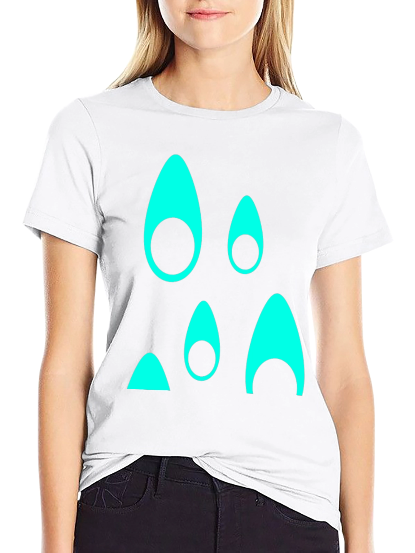 Funky Teal Graphic Black T-Shirt