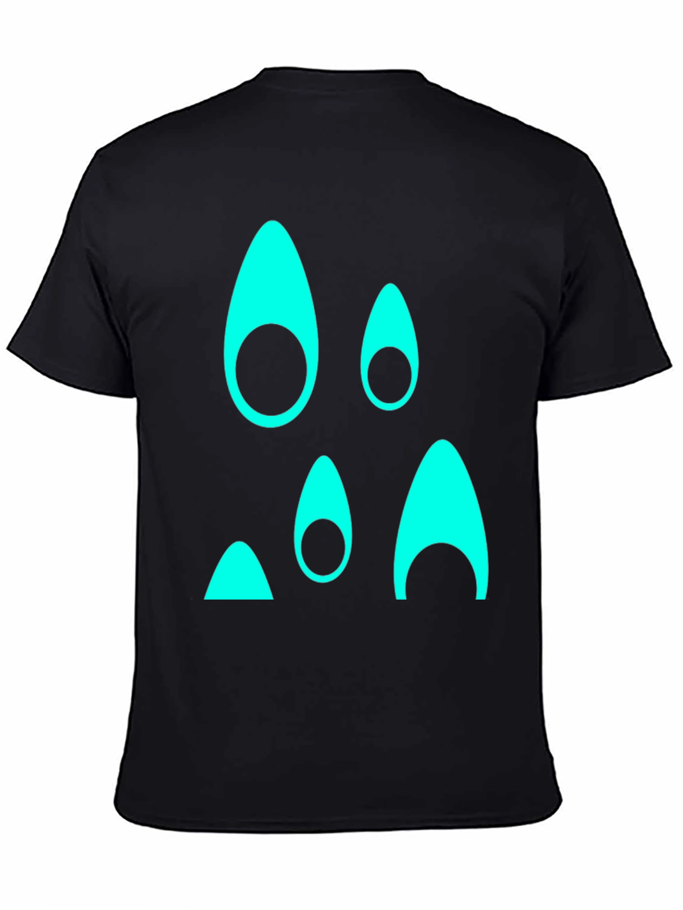 Funky Teal Graphic Black T-Shirt