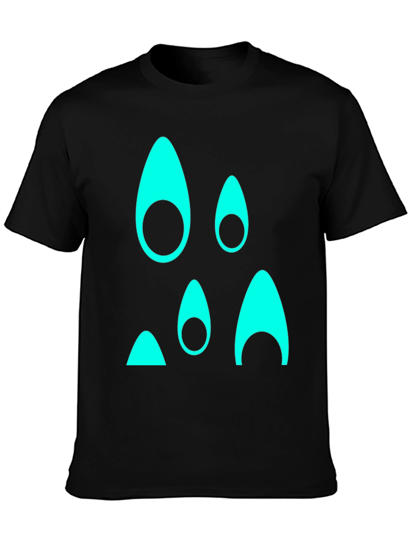 Funky Teal Graphic Black T-Shirt