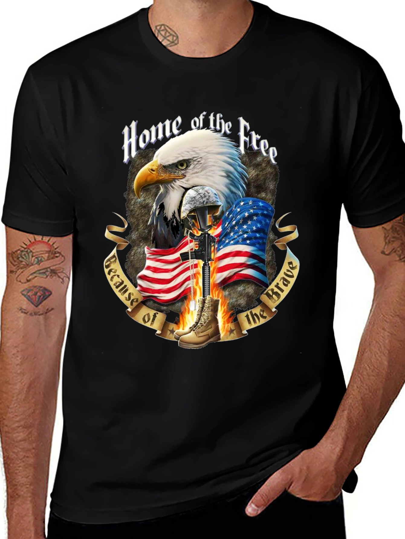 Patriotic Eagle & Flag Graphic T-Shirt