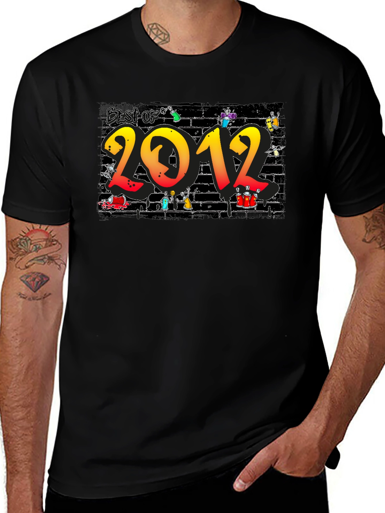 Best of 2012 Graffiti Style Black T-Shirt