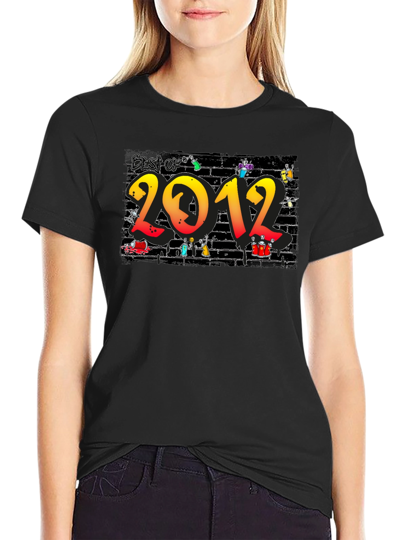 Best of 2012 Graffiti Style Black T-Shirt
