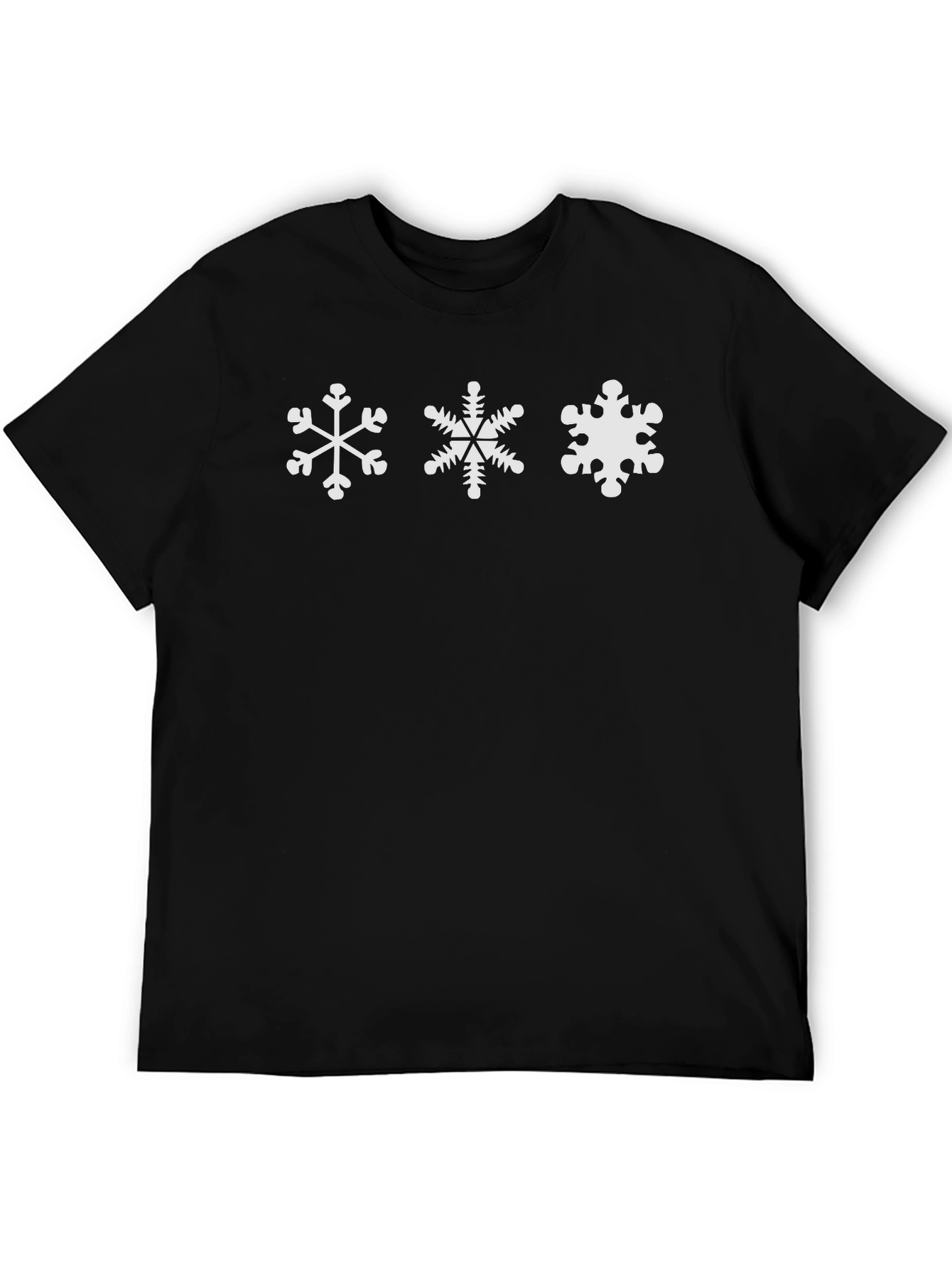 Snowflake Graphic Tee - Black Cotton T-Shirt