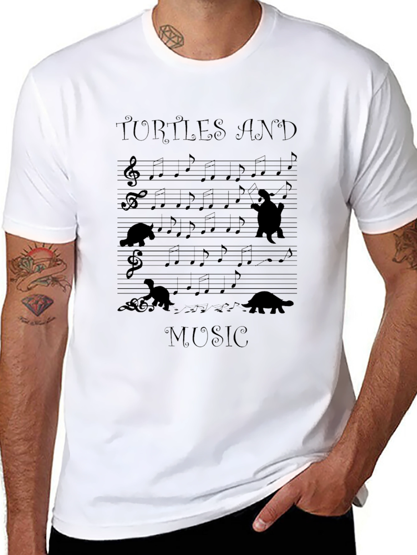 Turtles and Music Graphic T-Shirt