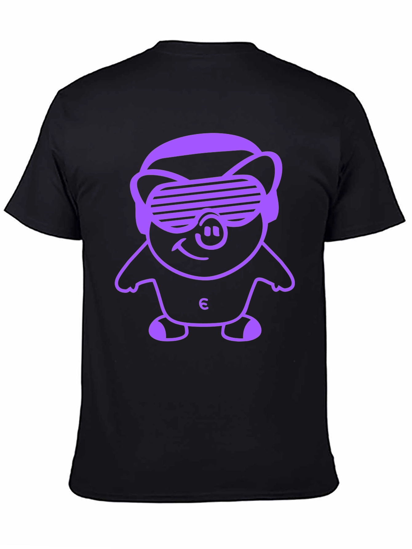 Black Tee with Pig Wearing Sunglasses Graphic