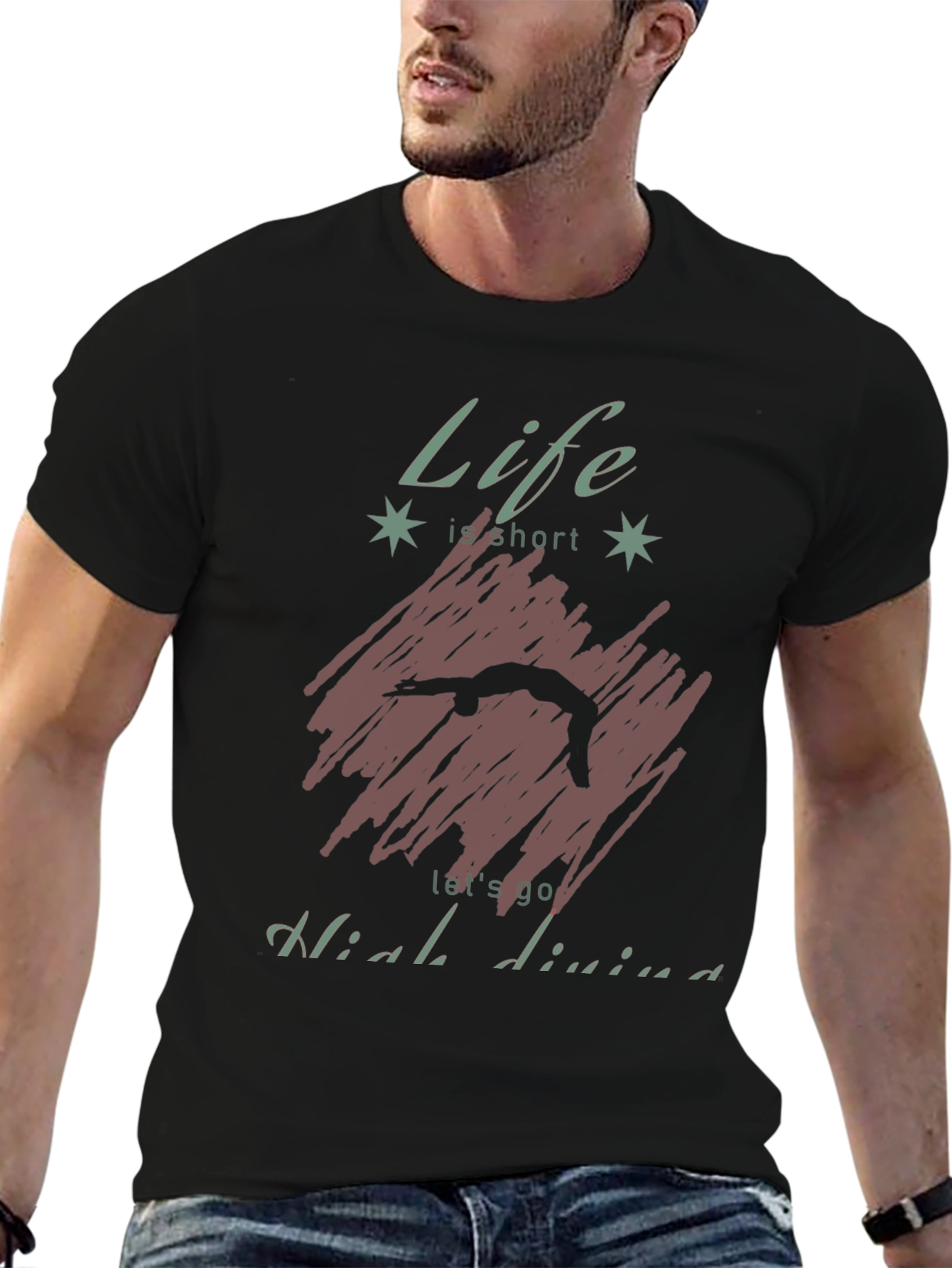 Life is Short High Diving T-Shirt - Black