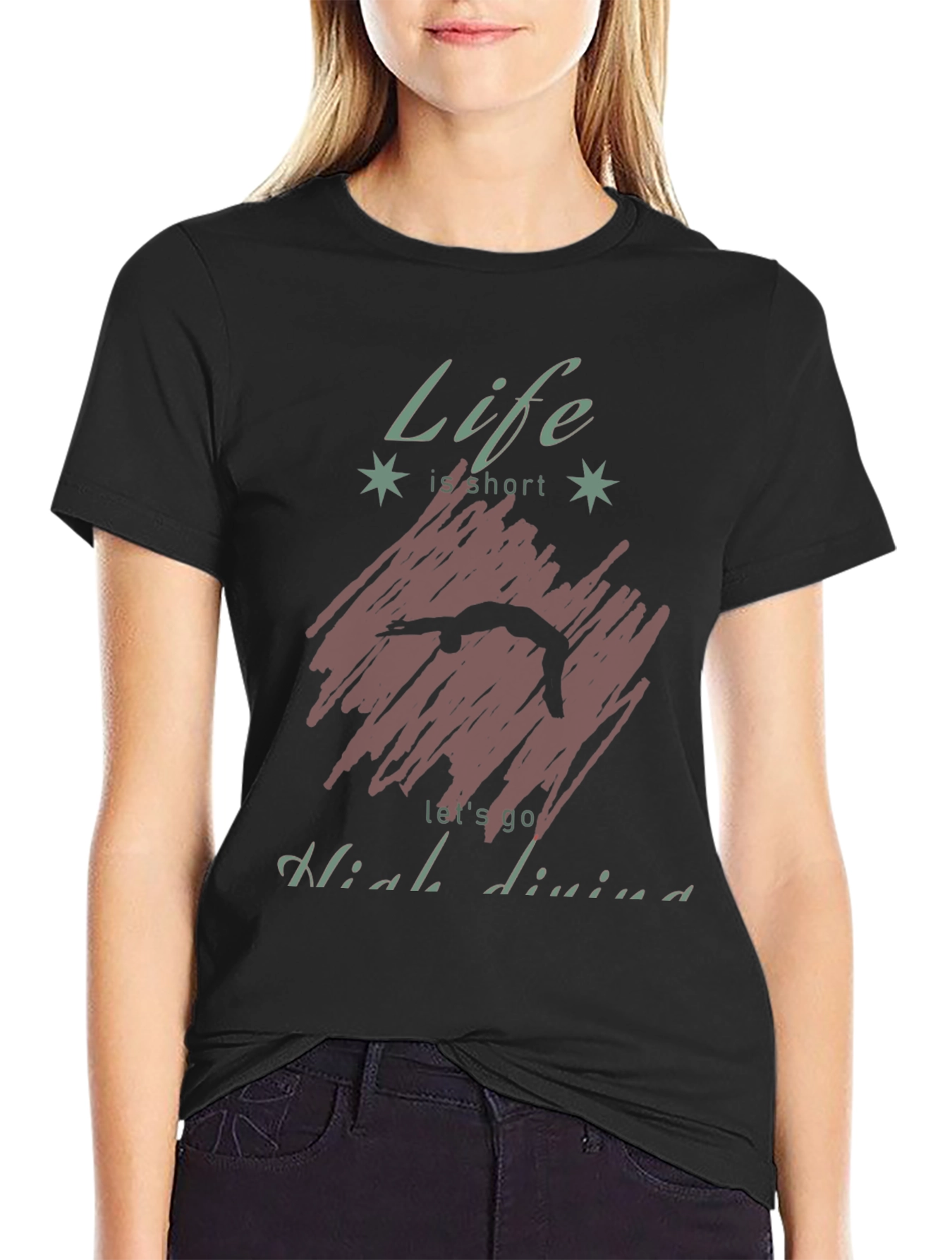 Life is Short High Diving T-Shirt - Black