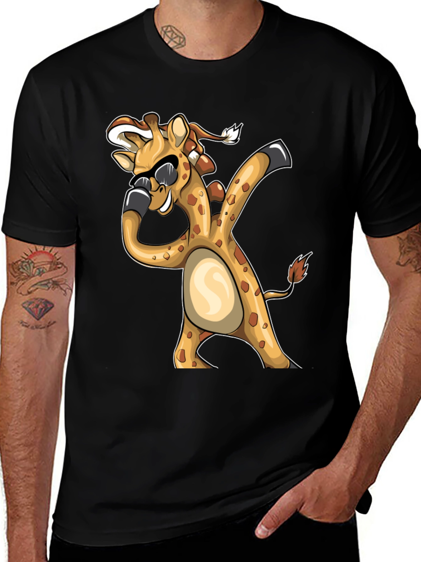 Dabbing Giraffe Graphic Tee - Funny Animal T-Shirt