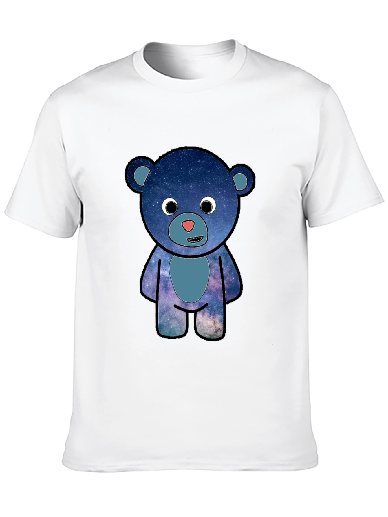Galaxy Bear Graphic T-Shirt - Black Cotton Blend
