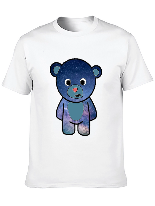 Galaxy Bear Graphic T-Shirt - Black Cotton Blend