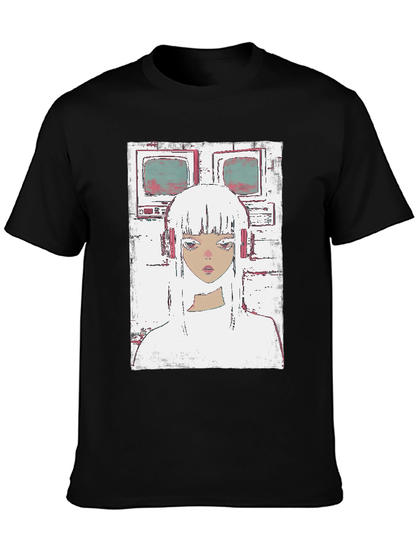 Retro Anime Girl T-Shirt - Black