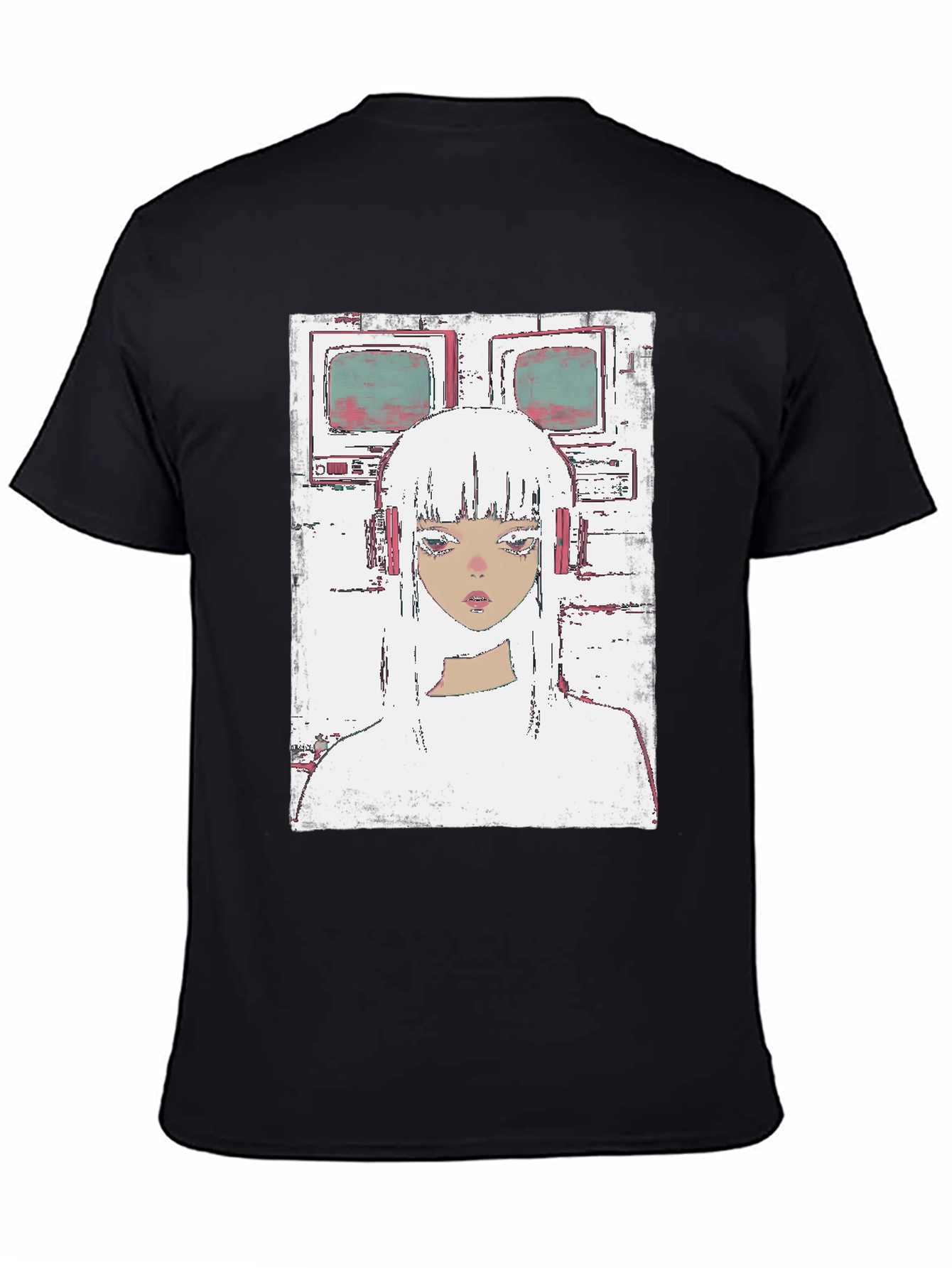 Retro Anime Girl T-Shirt - Black