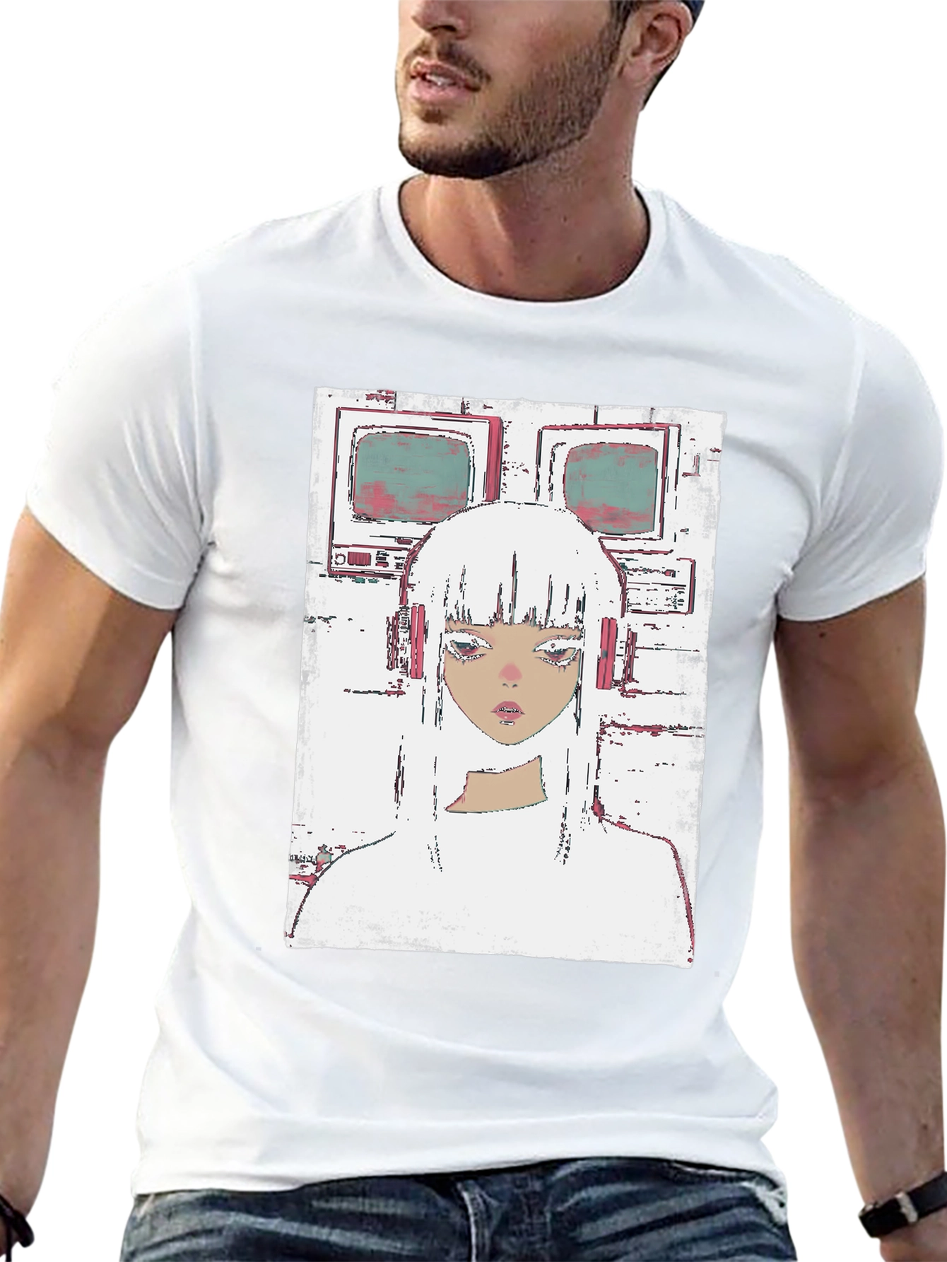 Retro Anime Girl T-Shirt - Black