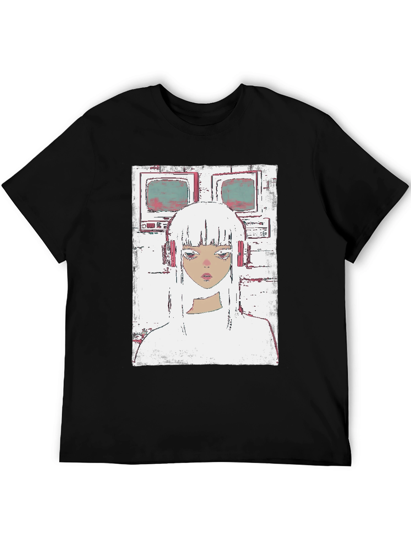 Retro Anime Girl T-Shirt - Black