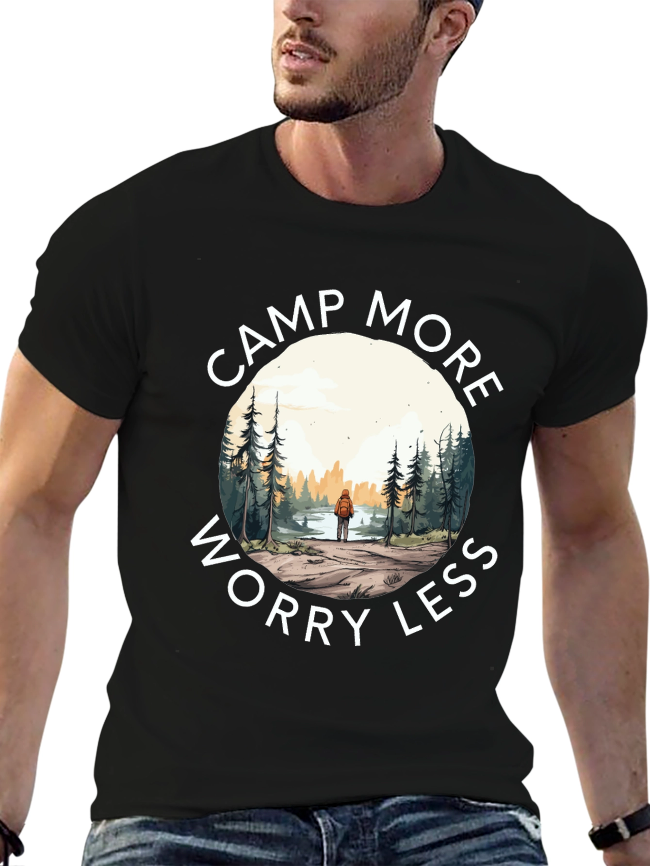 Camp More Worry Less Graphic T-Shirt